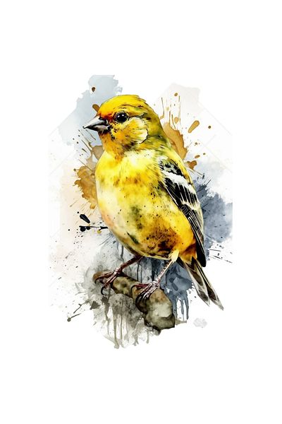 StoryGift Romania Sticker Eticheta 50CM cu Portret Pasare, Randunica Galbena Draguta, Arta Abstracta, Iubitori d