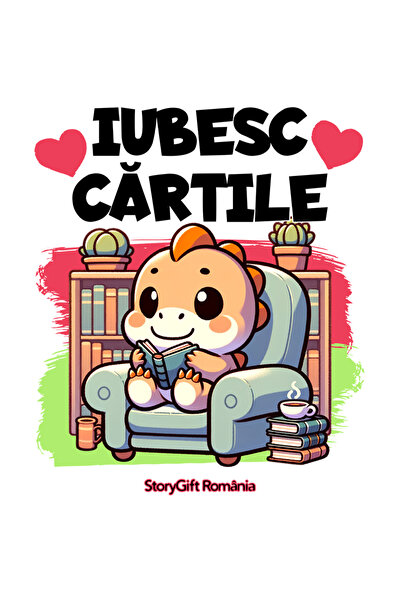 StoryGift Romania Sticker Autocolant 70CM Adeziv Iubesc Cartile dinozaur citi...