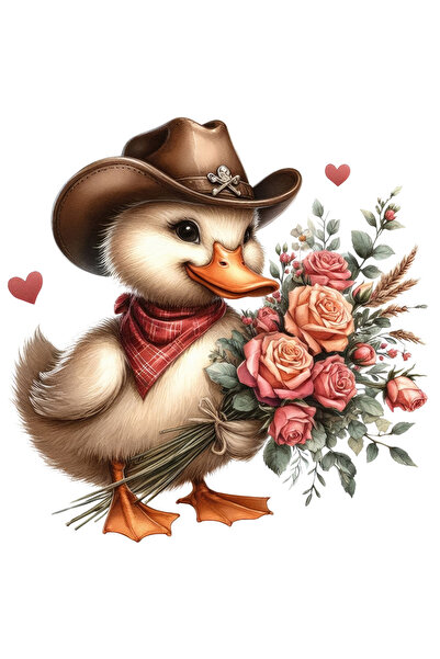 StoryGift Romania Sticker Adeziv 90CM cu o rata cu palarie de cowboy, ilustra...