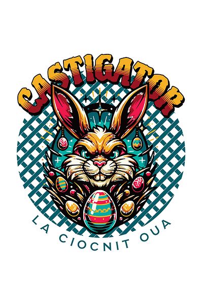 StoryGift Romania Sticker Eticheta 40CM Adeziv castigator la ciocnit oua iepure paste cu Margini Albe, PVC Vinyl