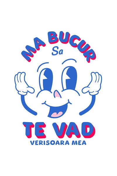 StoryGift Romania Sticker Autocolant 70CM cu Chip Vesel Desene Animate Copii Text In Limba Romana Ma Bucur Sa Te