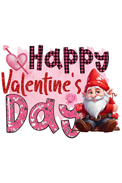 StoryGift Romania Sticker Adeziv 90CM cu mesajul "Happy Valentine's Day", pitic, trandafiri, Valentine's Day, il
