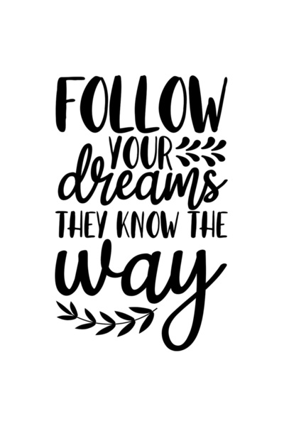 StoryGift Romania Sticker Exterior cu textul "Urmeaza-ti visurile, ele stiu calea/directia" , Vinyl Negru, 3