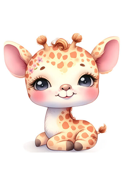 StoryGift Romania Sticker Autocolant 70CM cu o girafa micuta, ilustratie, ros...