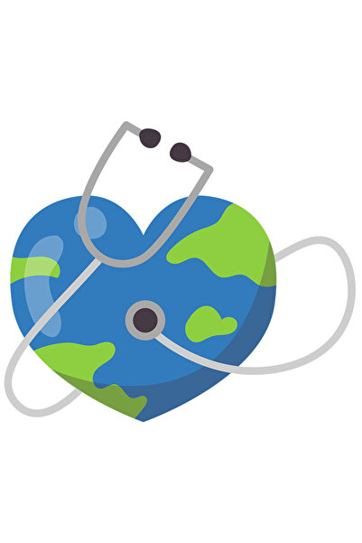 StoryGift Romania Sticker Eticheta 50CM Cu Planeta, Pamant, Sanatate, Doctor, cu Margini Albe, PVC Vinyl 50 cm