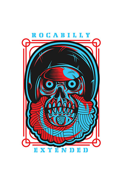 StoryGift Romania Sticker Adeziv 90CM Cu Portret Schelete Craniu Om In Costum De astronaut, Text In Engleza Roca