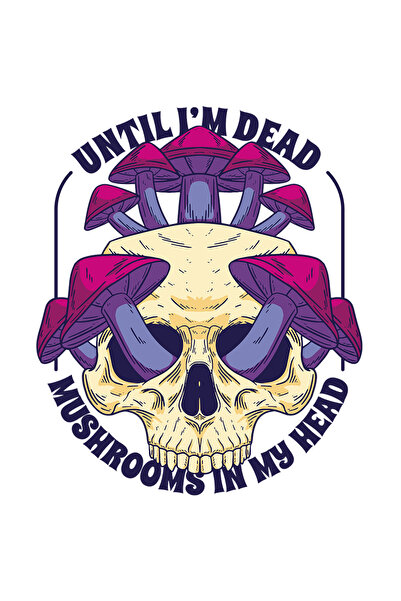 StoryGift Romania Sticker Autocolant 70CM Cu Craniu De Om Mort Cu Ciuperci Mov, Text In Engleza Until I'm Dead M