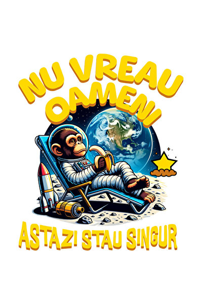 StoryGift Romania Sticker Adeziv 90CM cu Maimuta Spatiala Pe Luna la plaja, t...