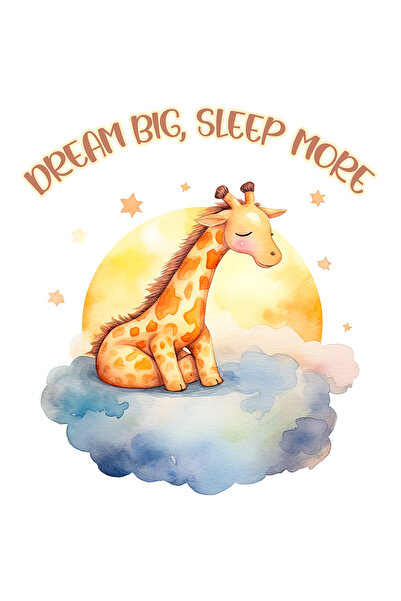 StoryGift Romania Sticker Adeziv 90CM cu o mica zebra care doarme si viseaza cu mesajul "Dream big, sleep more",