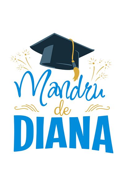 StoryGift Romania Sticker Adeziv 90CM cu Toca Palarie Absolvire Scoala Facultate Educatie mandra De Diana cu Mar
