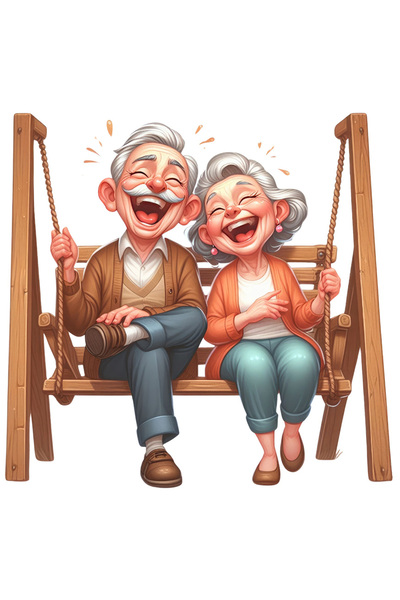 StoryGift Romania Sticker Autocolant 70CM cu o bunicuta si un bunic, se simt ...