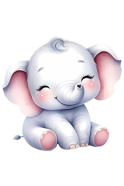 StoryGift Romania Sticker Adeziv 90CM cu o femela elefant, ilustratie, micuta...