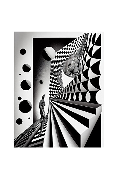 StoryGift Romania Sticker Eticheta 50CM Cu Iluzie Optica, Hol Lung, Silueta Umana, Bile Cuburi, Coifuri, Univers