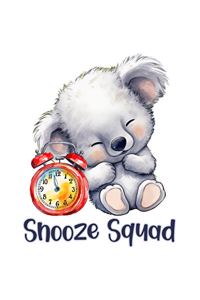 StoryGift Romania Sticker Eticheta 40CM cu un ursulet koala care doarme cu mesajul "Snooze squad", ilustratie, a