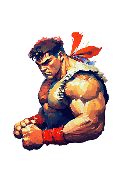 StoryGift Romania Sticker Adeziv 90CM Cu Personaj, Iubitori De Jocuri Video, Street Fighter, Consola, Sport, Gym