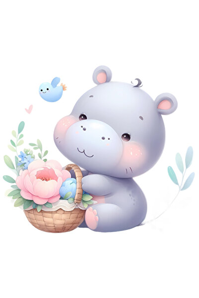 StoryGift Romania Sticker Adeziv 90CM cu un pui de hipopotam care are un cos ...