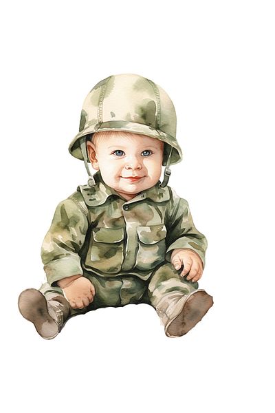 StoryGift Romania Sticker 70CM with a child in a soldier costume, illustration, military training, op