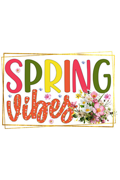 StoryGift Romania Sticker Adeziv 90CM cu mesajul "Spring vibes", ilustratie, ...