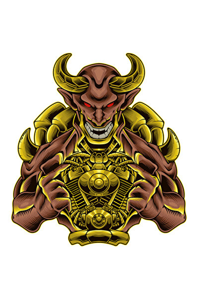 StoryGift Romania Sticker Adeziv 90CM Cu Demon, Coarne, Armura, Gheare, Zambet, cu Margini Albe, PVC Vinyl 90 cm