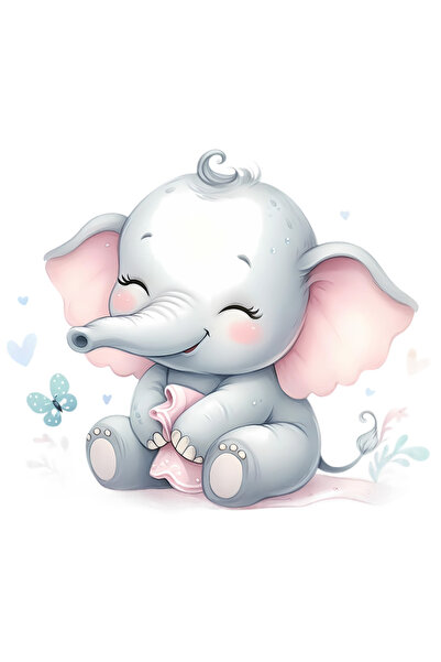 StoryGift Romania Sticker Adeziv 90CM cu o femela elefant, ilustratie, vesela...