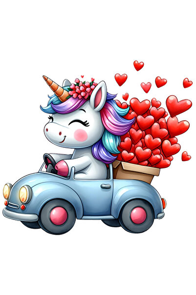 StoryGift Romania Sticker Adeziv 90CM cu un unicorn care conduce o masinuta, ...