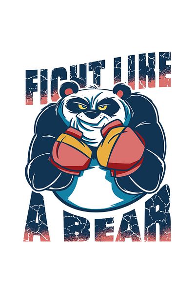 StoryGift Romania Sticker Autocolant 70CM Cu Urs Panda Cu Manusi Rosi De Box, Mesaj In Egleza Fight Like A Bear,