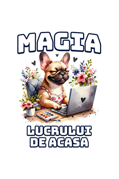 StoryGift Romania Sticker Cu Caine La Birou Calculator Text Magia Lucrului De...