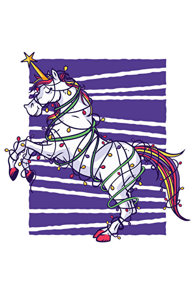 StoryGift Romania Sticker Adeziv 90CM Cu Unicorn Infasurat In Lumini Pentru B...