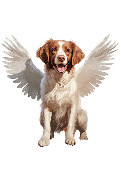 StoryGift Romania Sticker Adeziv 90CM cu un caine jucaus cu aripi albe, ilust...