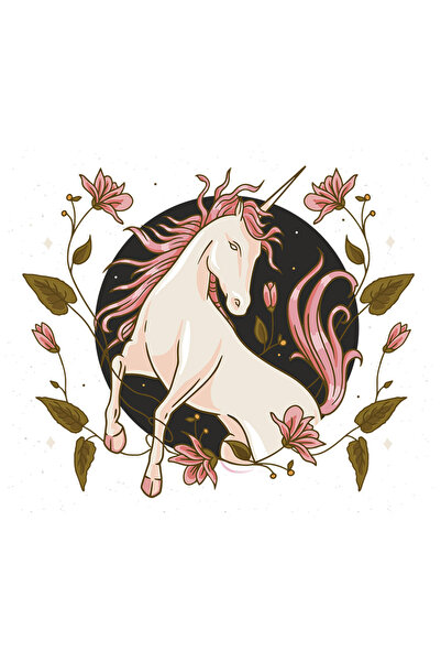 StoryGift Romania Sticker Adeziv 90CM Cu Unicorn Roz Sarind, Flori Roz, Roman...