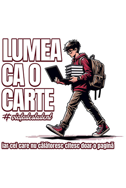 StoryGift Romania Sticker Eticheta 40CM Adeziv Lumea e o carte #viatadestuden...