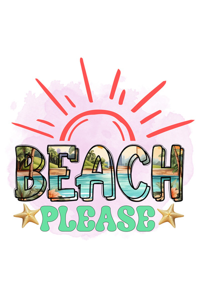 StoryGift Romania Sticker Autocolant 70CM cu mesajul "Beach, please", vara, v...