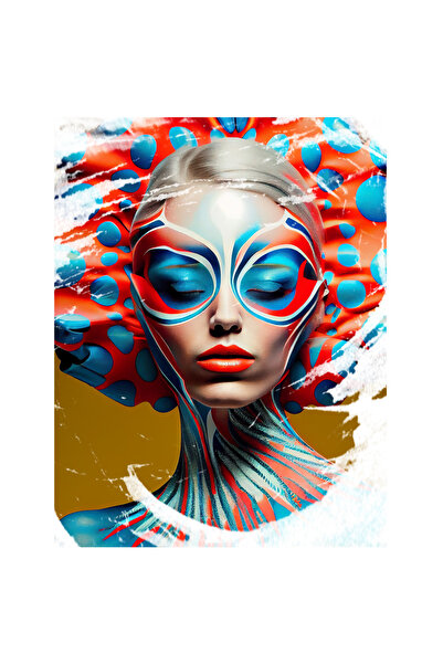 StoryGift Romania Sticker Autocolant 70CM Cu Portret Fata Make Up Albastru, T...