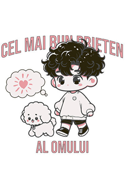 StoryGift Romania Sticker Adeziv 90CM Adeziv Copil cu caine puddle plimbandu-se mesaj CEL MAI BUN PRIETEN cu Mar