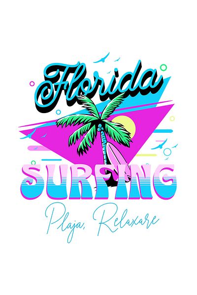 StoryGift Romania Sticker Eticheta 50CM cu Pamier Cu Nuci DE Cocos Si Placa De Surf Text Florida Surffing cu Ma