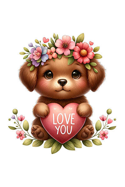 StoryGift Romania Sticker Cu Un Catel Care Tine O Inimioara Pe Care Scrie "lo...