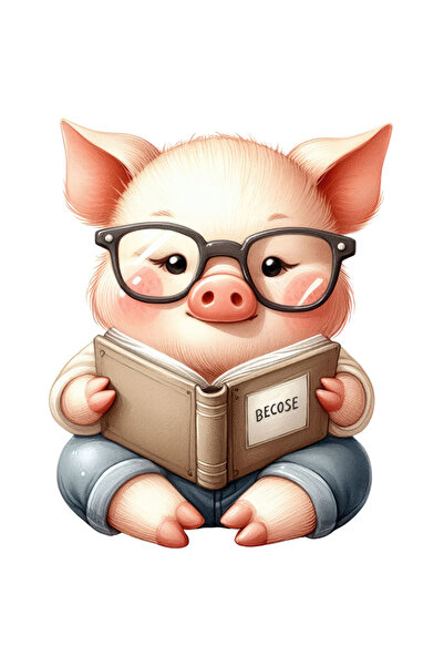 StoryGift Romania Sticker Autocolant 70CM cu un porcusor cu ochelari, tine o ...