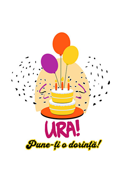 StoryGift Romania Sticker Adeziv 90CM Adeziv Tort aniversar! text pune-ti o dorinta baloane cu Margini Albe, PVC