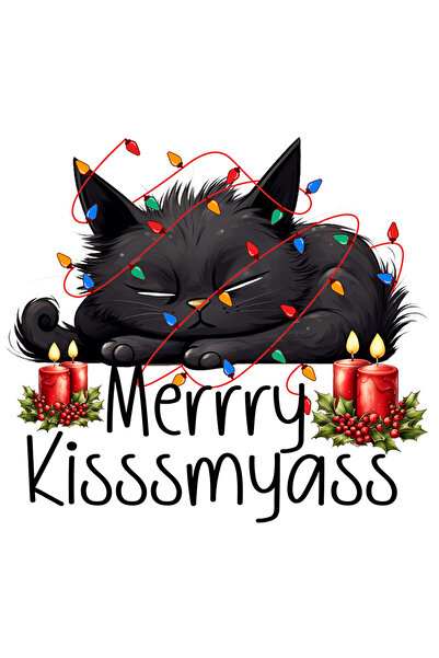 StoryGift Romania Sticker Eticheta 50CM cu un pisoi incurcat in luminite cu m...