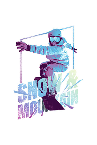 StoryGift Romania Sticker Autocolant 70CM Cu Om Pe Snowboard, Snow & Mountain...