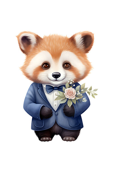 StoryGift Romania Sticker Autocolant 70CM cu un urs Panda Rosu vesel, ilustra...