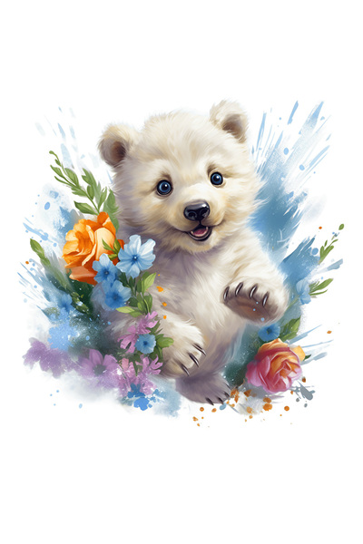 StoryGift Romania Sticker Adeziv 90CM cu un ursulet polar vesel, ilustratie, ...