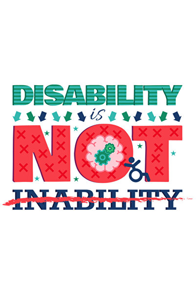 StoryGift Romania Sticker Eticheta 50CM Cu Mesaj In Engleza Disability Is Not Inability, Dizabilitate, Scaun Cu