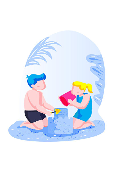 StoryGift Romania Sticker Eticheta 40CM Cu Copii, Castel, Nisip, Vacanta, cu ...