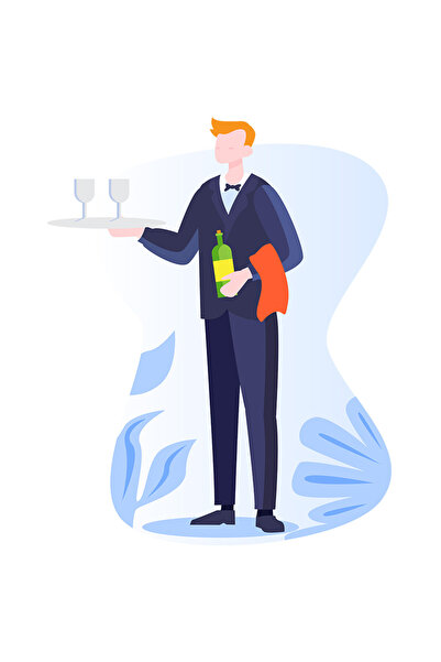 StoryGift Romania Sticker Autocolant 70CM Cu Pahare, Tava, Vin, Ospatar, cu M...