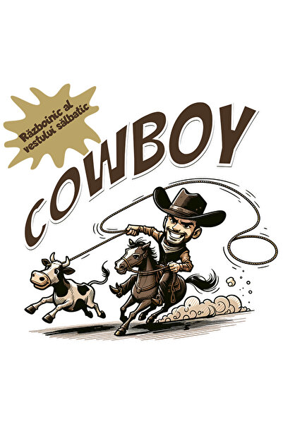 StoryGift Romania Sticker Autocolant 70CM Adeziv barbat pe cal cowboy razboinic al vestului salbatic cu Margini