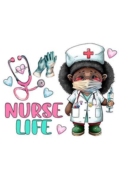 StoryGift Romania Sticker Eticheta 40CM cu mesajul "Nurse life", profesie, il...