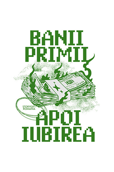 StoryGift Romania Sticker Adeziv 90CM Adeziv banii primii apoi iubirea lume m...