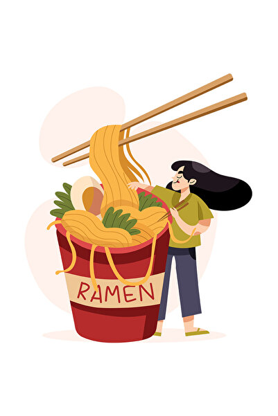 StoryGift Romania Sticker Autocolant 70CM Cu Ramen, Taitei, Betisoare, Asiati...