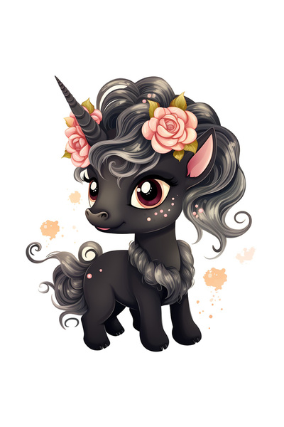 StoryGift Romania Sticker Autocolant 70CM cu un unicorn negru, ilustratie, ve...